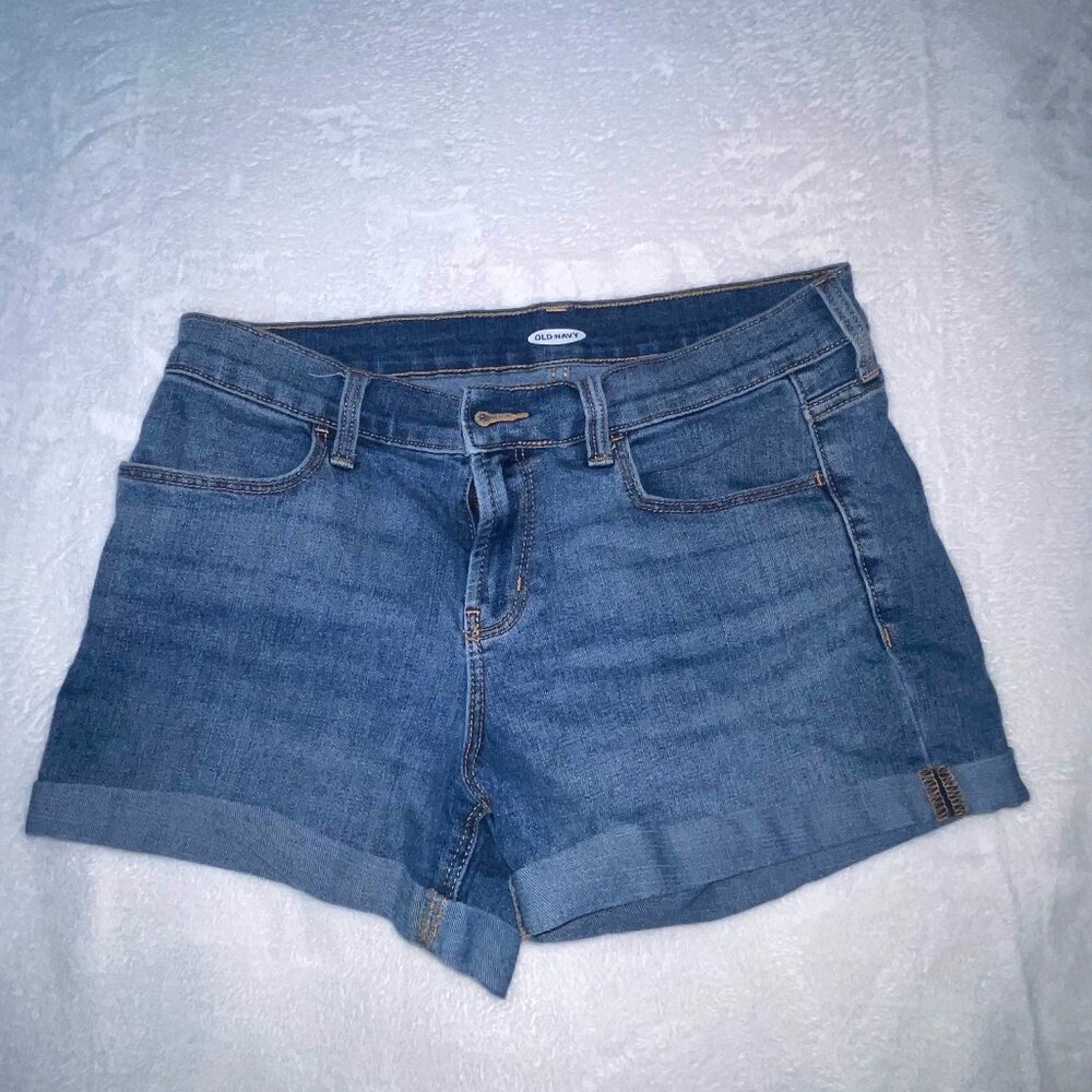 Old Navy Jean Short Women 30x11 Size 6 Blue Denim Regular Fit Cut Off Boyfriend